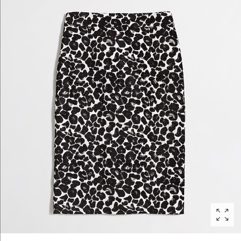 J Crew Factory Leopard Jacquard Pencil Skirt
